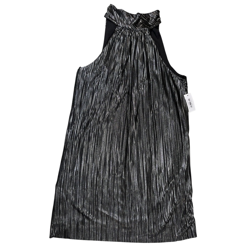 New Lavender Brown Silver Black Metallic Halter Mini‎ Dress Sz S Party Cocktail